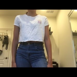 BILLABONG white and pastel cropped tee